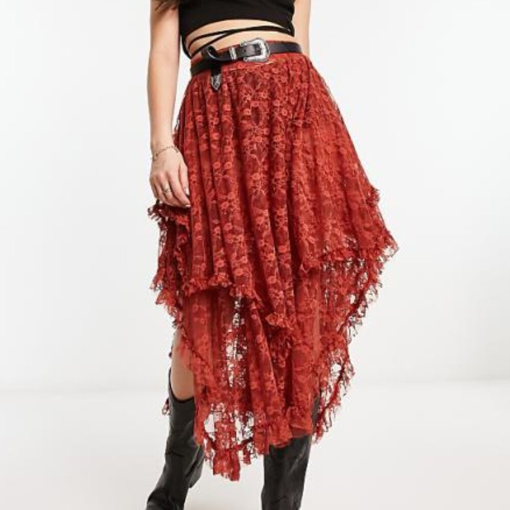 ISO Free People French Courtship Half Slip Skirt Sundown Rust Size XS or S